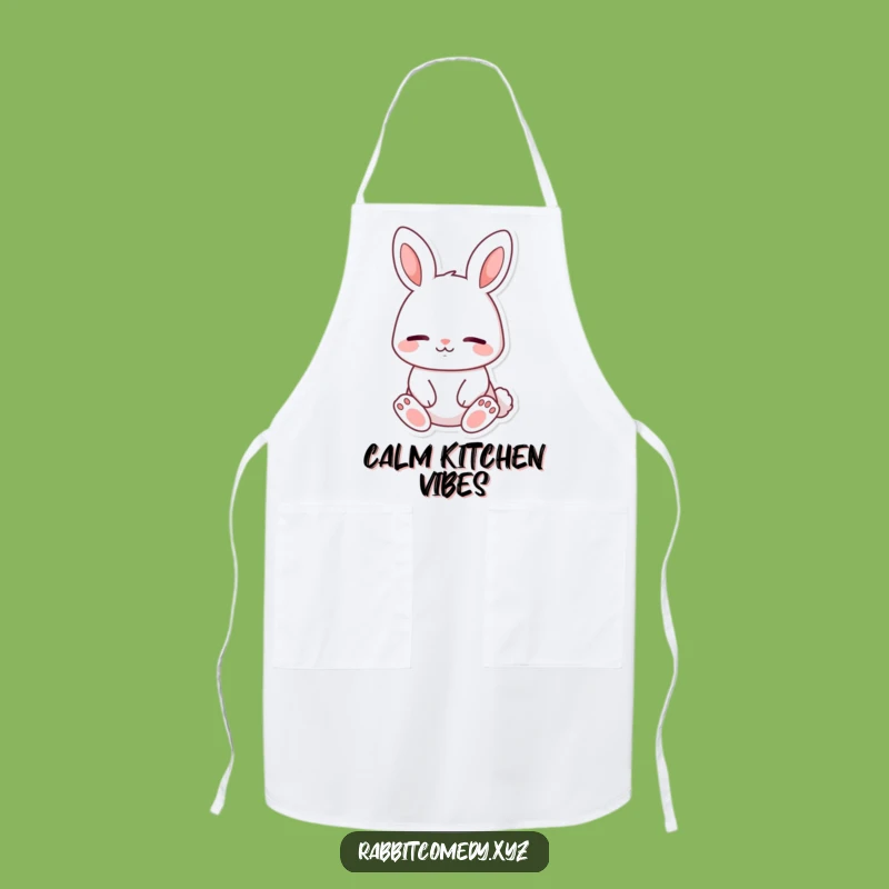 Funny Calm Rabbit Apron, Kitchen Peace, Humorous Cooking Gift