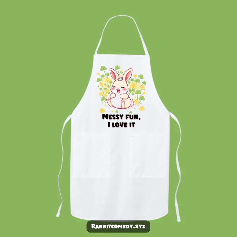 Funny Giggling Rabbit Baker Apron: Kitchen Joy, Playful Clover Humor Gift