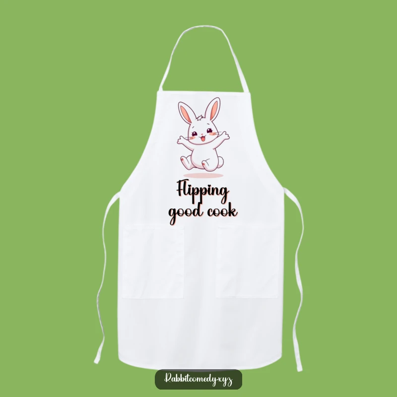 Funny Rabbit Cartwheel Apron: Kitchen Fun with Exaggerated Ears Flair