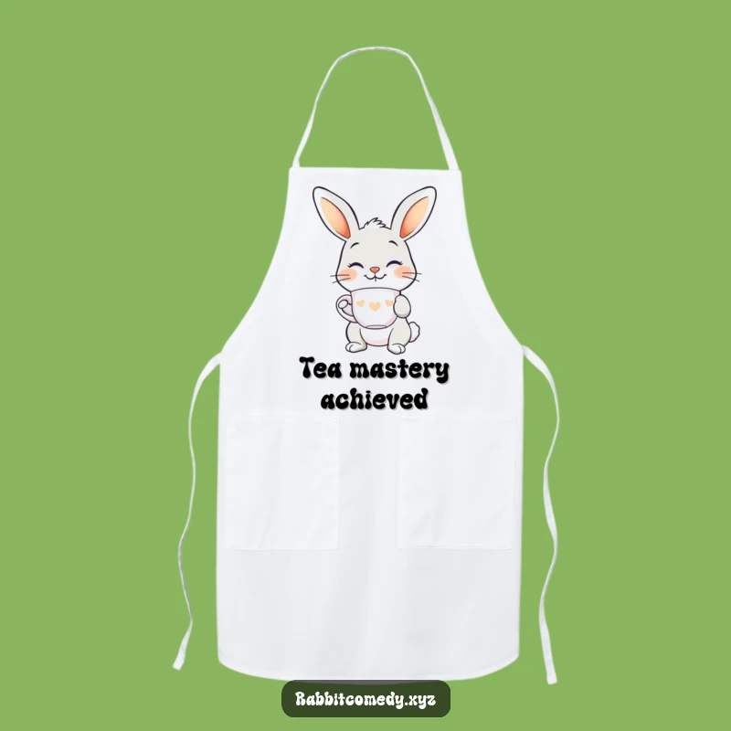 Funny Smiling Rabbit Teacup Apron - Chic Kitchen Fun & Gift