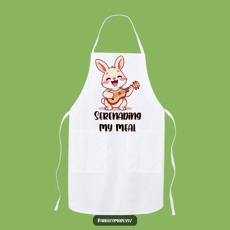 Funny Happy Rabbit Ukulele Apron: Musical Kitchen Fun