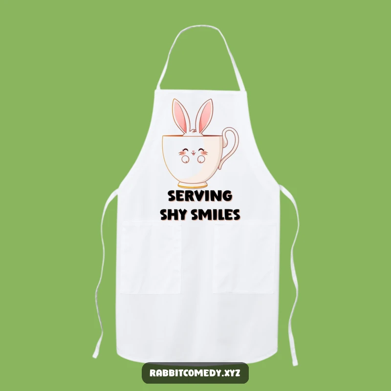 Funny Shy Rabbit Apron - Tea Time Charm - Whimsical Kitchen Gift