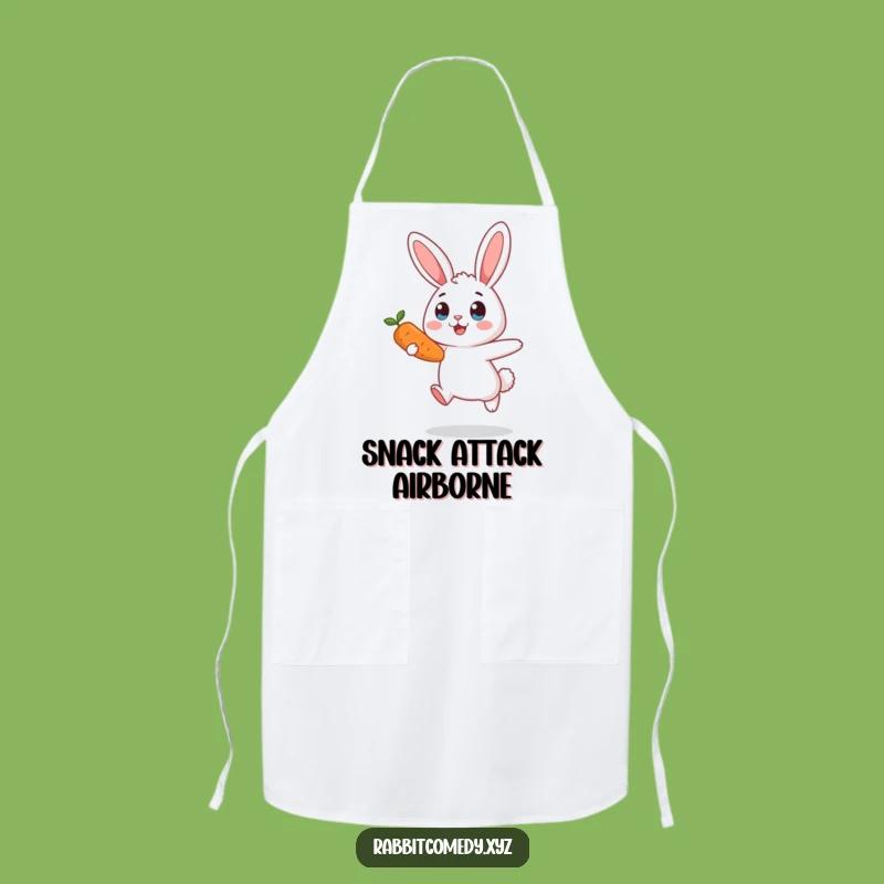 Funny Surprised Rabbit Carrot Apron - Kitchen Humor & Hilarious Cooking Gift