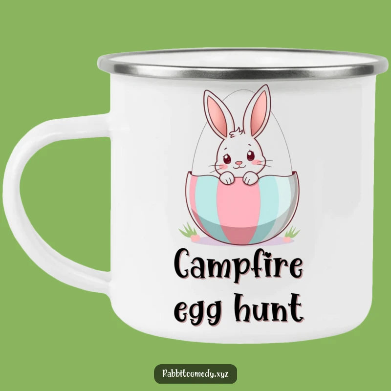 Funny Easter Rabbit Camping Mug: Curious Peeking Bunny Outdoor Drinkware, Gift