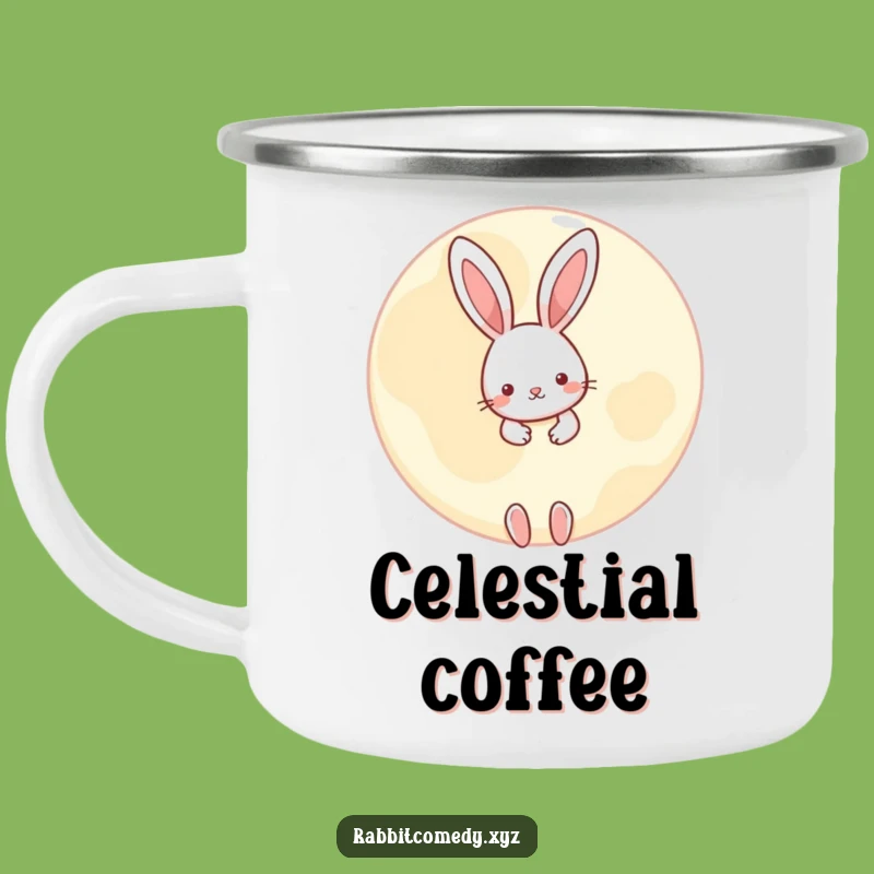 Funny Peeking Rabbit Moon Camping Mug - Outdoor Whimsy & Gift