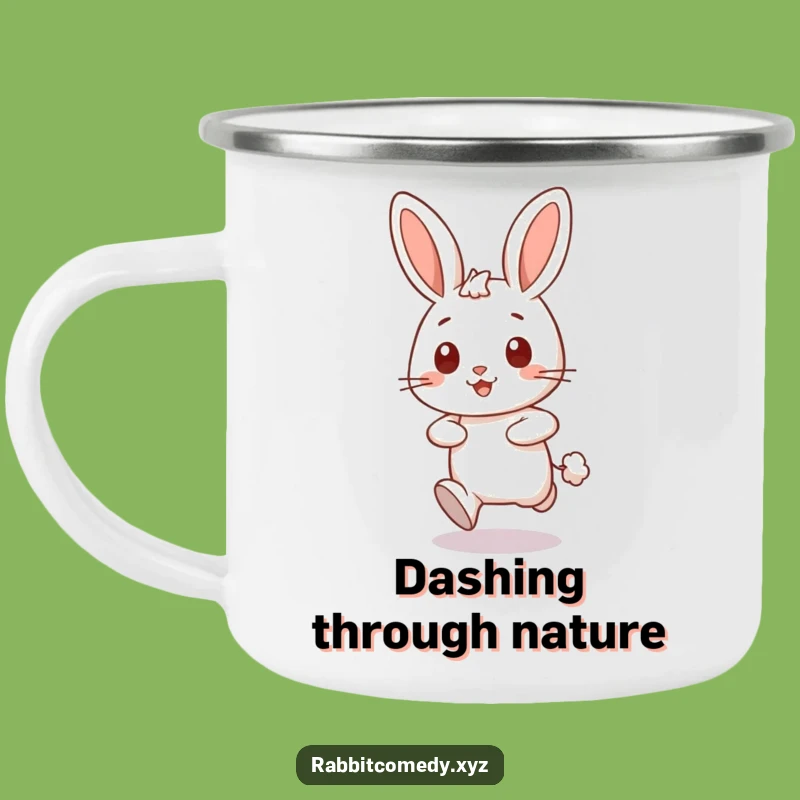 Funny Dashing Rabbit Camping Mug: Your Speedy Trail Companion