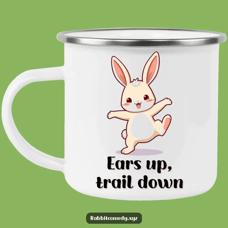 Funny Rabbit Cartwheel Camping Mug: Enamel Character Fun Funny Gift