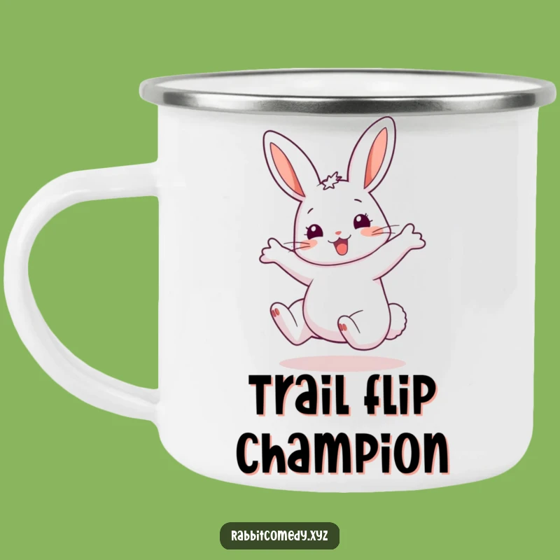 Funny Rabbit Cartwheel Camping Mug: Adventure Fuel with Exaggerated Ears Flair