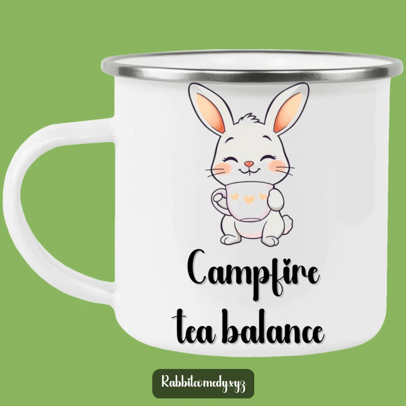 Funny Smiling Rabbit Teacup Camping Mug - Outdoor Elegance & Gift