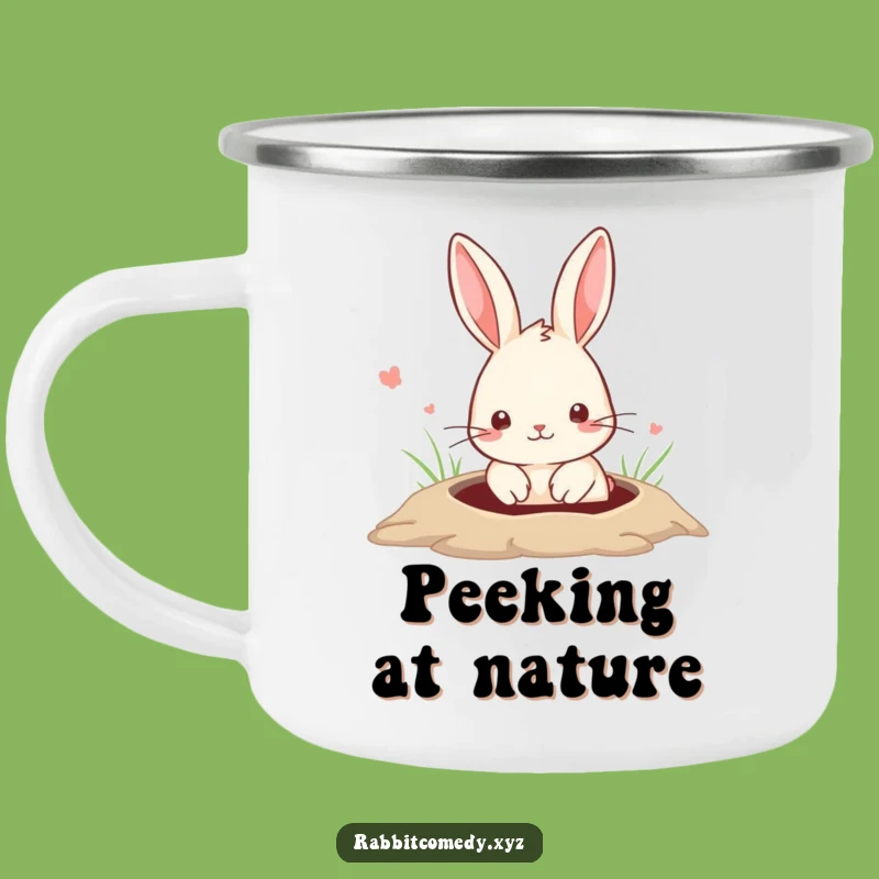 Funny Peeking Rabbit Camping Mug: Cute Surprise on the Go