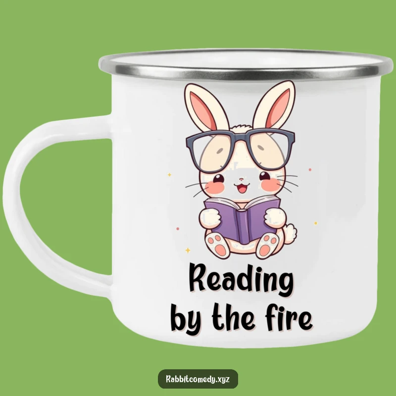 Funny Kawaii Rabbit Glasses Camping Mug: Durable & Humorous Book Lover Gift!