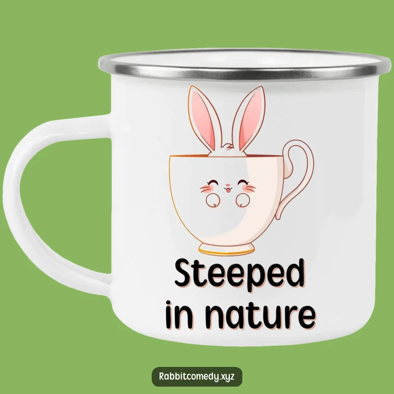 Funny Shy Rabbit Camping Mug - Teacup Adventure - Cozy Outdoor Gift