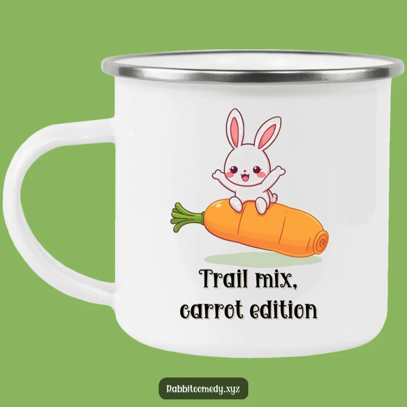 Durable Funny Kawaii Rabbit Leaping Carrot Camping Mug: Adventure-Ready Funny Gift