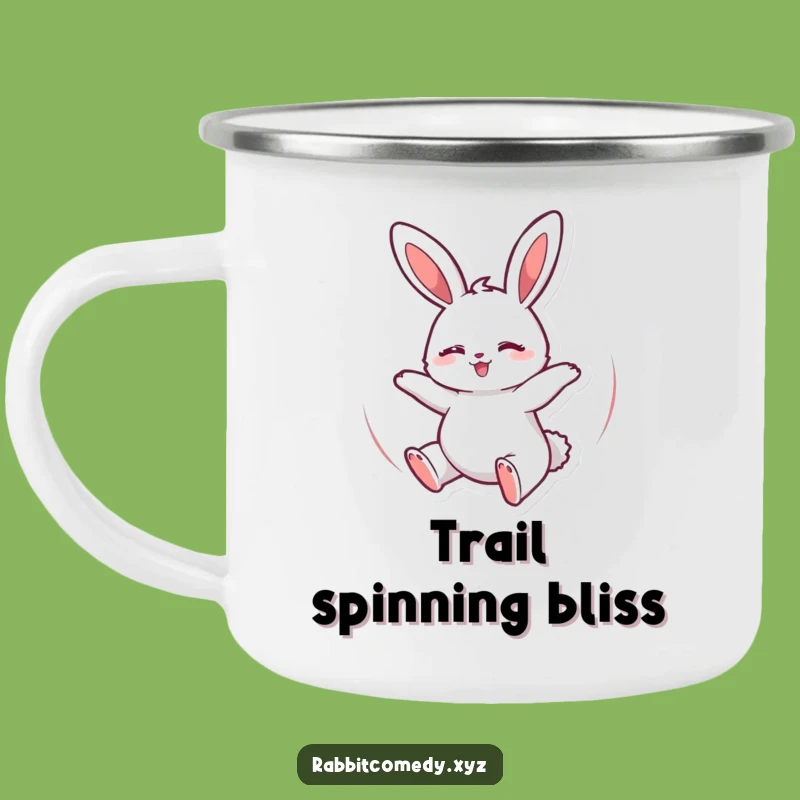 Funny Bouncing Rabbit Camping Mug: Happy Spinning Bunny Outdoor Drinkware, Gift