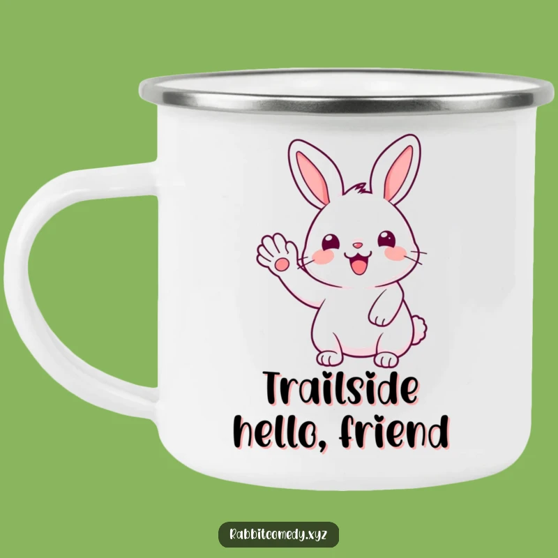 Funny Camping Mug: Kawaii Rabbit Wave, Outdoor Greeting, Great Gift