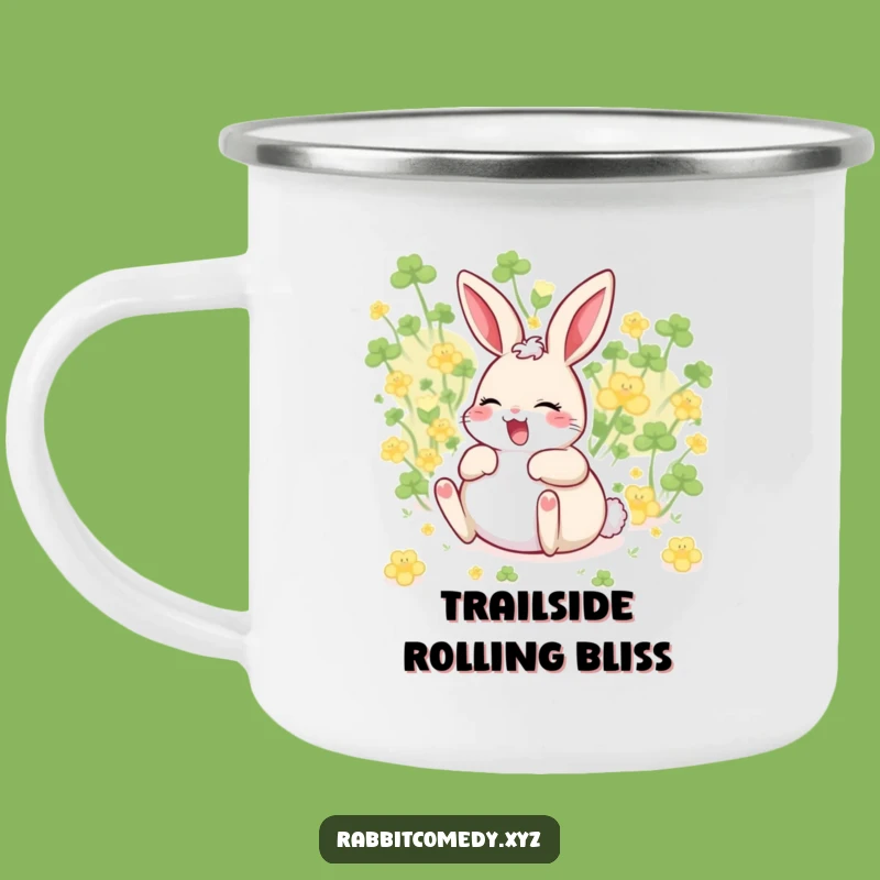 Funny Giggling Rabbit Trail Mug: Joyful Rolling, Happy Humor Outdoors