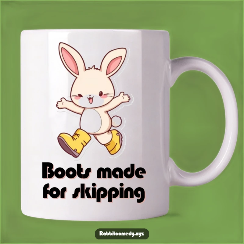 Funny Happy Rabbit Boots Mug - Delightful Skipping Gift