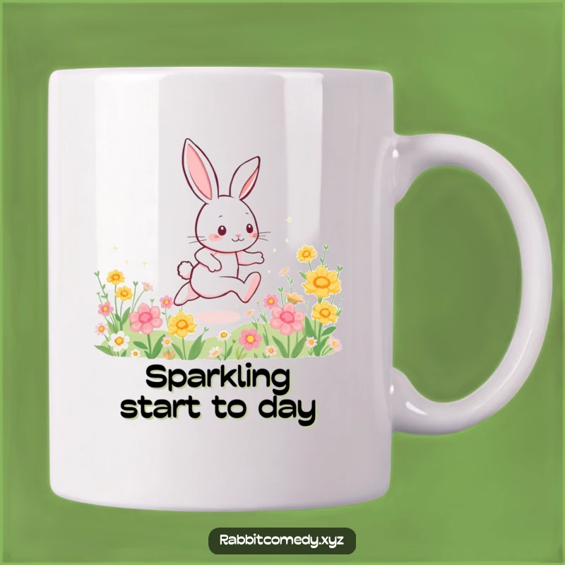 Funny Energetic Rabbit Mug, Sparkle Trail Dash, Joyful Gift Idea for Go-Getters
