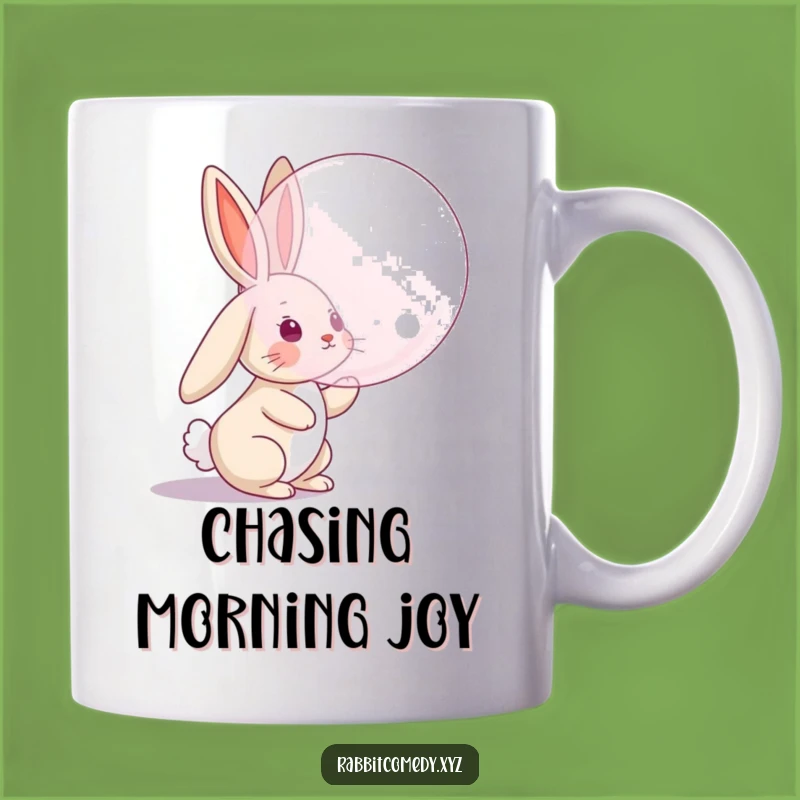 Funny Hopping Rabbit Mug, Bubble Catching Fun, Whimsical Humorous Gift Mug