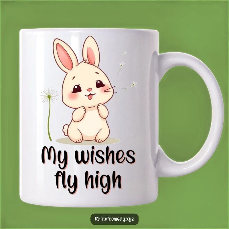 Funny Kawaii Rabbit Blowing Dandelions Mug - Adorable & Hilarious Gift for Rabbit Lovers