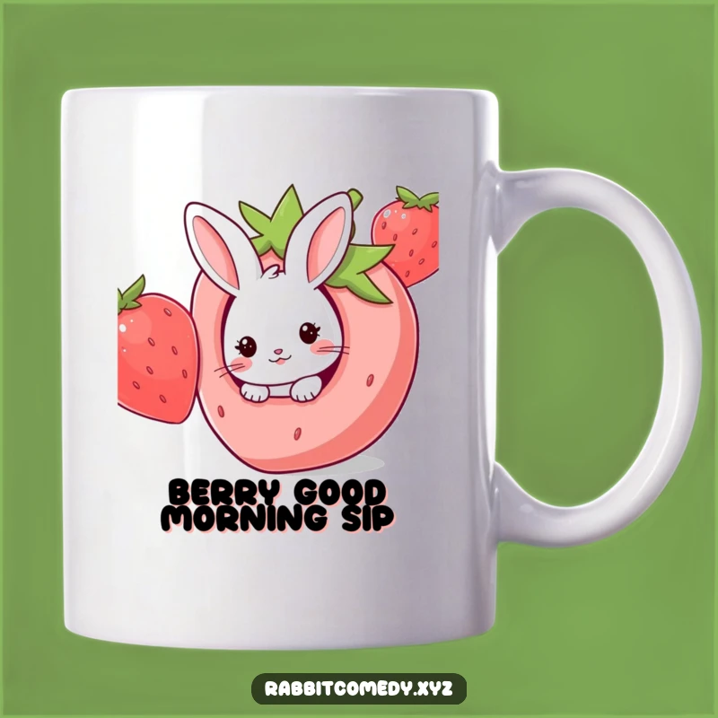 Funny Kawaii Strawberry Rabbit Mug: Peek-a-Boo Surprise, Sweet Treat, Gift