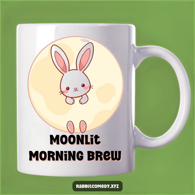 Funny Peeking Rabbit Moon Mug - Whimsical & Mysterious Cartoon Gift