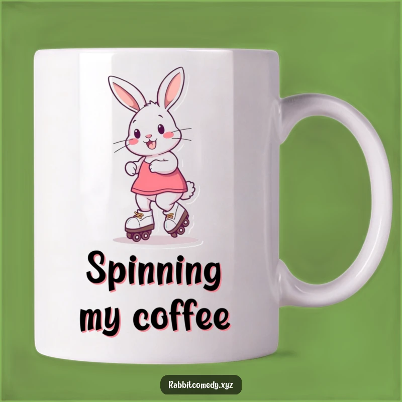 Funny Roller Skate Rabbit Mug: Playful Character Spins, Perfect Hilarious Gift