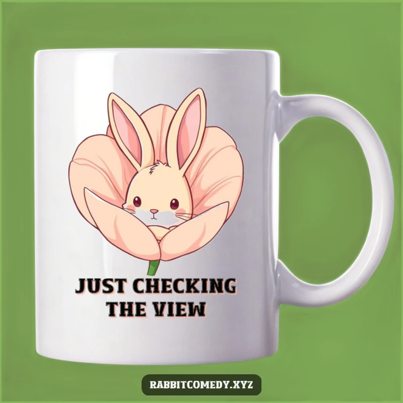 Funny Curious Rabbit Flower Bud Mug, A Whimsical Gift for Nature Lovers