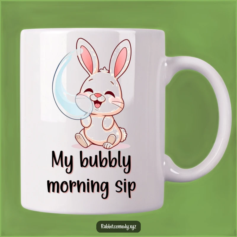 Funny Giggling Rabbit Bubble Mug: Reflective Face Character Gift