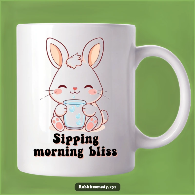 Funny Contented Rabbit Dewdrop Mug - Relaxing & Humorous Gift for Bunny Lovers