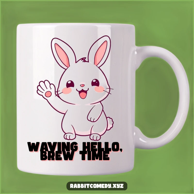 Funny Kawaii Rabbit Wave Mug: Joyful Greeting, Cute Friend, Perfect Gift