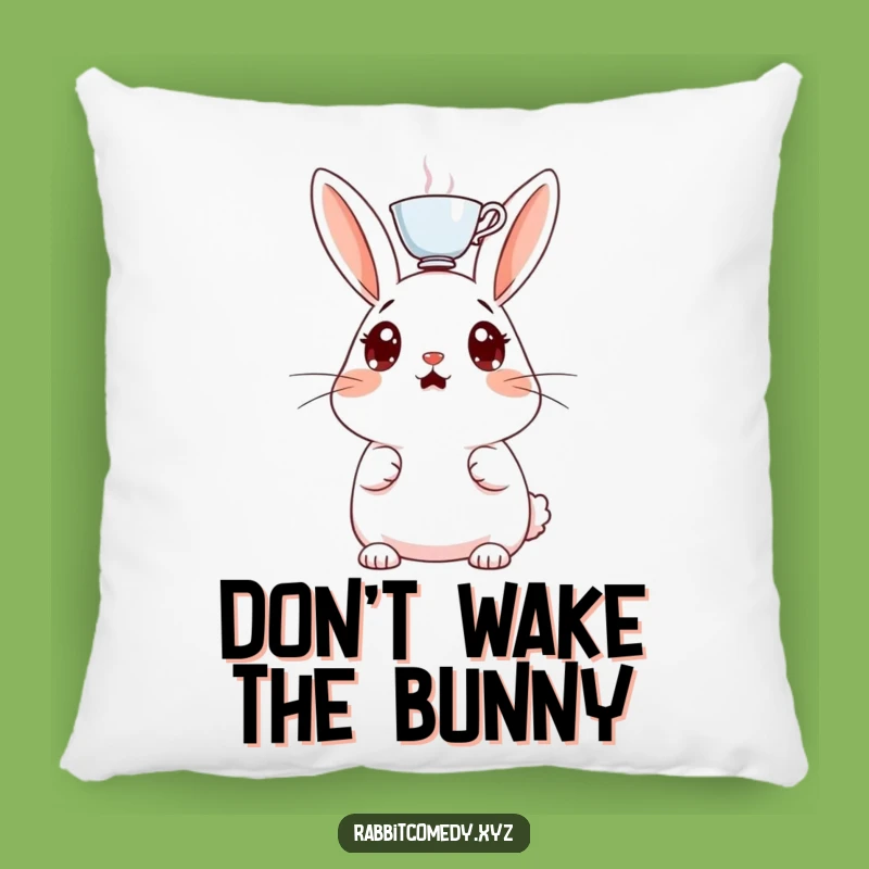 Funny Surprised Rabbit Pillow, Soft Teacup Balance Decor, Comfy Humorous Accent