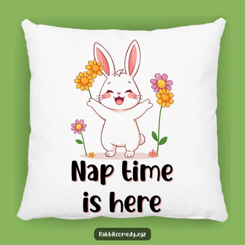 Funny Rabbit Juggling Flowers Pillow: Cozy Comfort with a Cheerful Design