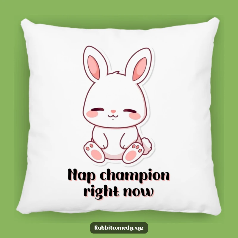 Funny Calm Rabbit Pillow, Soft Peaceful Cushion, Comfy Humorous Accent