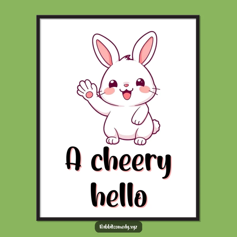 Funny Digital Art Print: Kawaii Rabbit's Wave, Instant Cheerful Decor