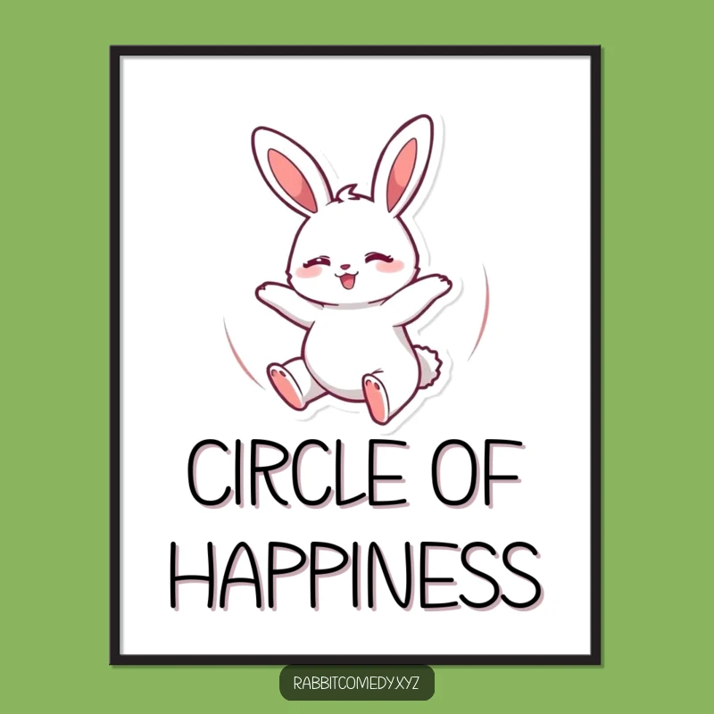 Funny Bouncing Rabbit Digital Art: Happy Spinning Bunny Printable Wall Decor