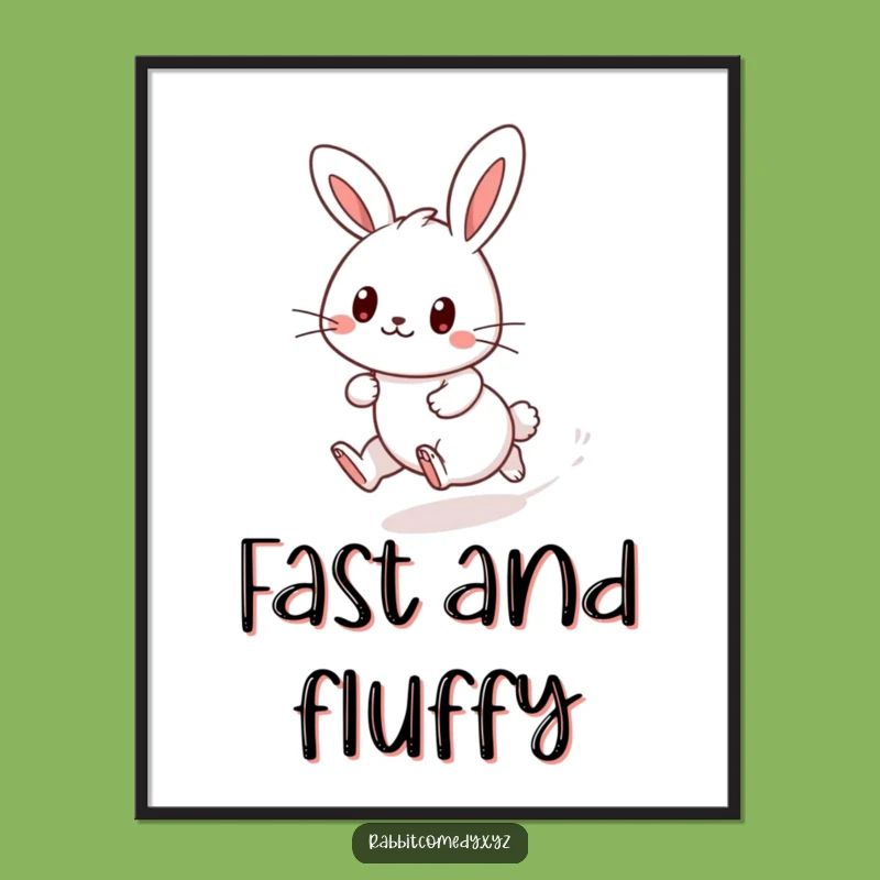 Funny Kawaii Rabbit Dash Digital Print - Instant Cute & Playful Art