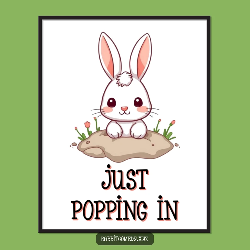 Funny Cute Rabbit Hole Digital Art: Printable Character Decor Funny Gift