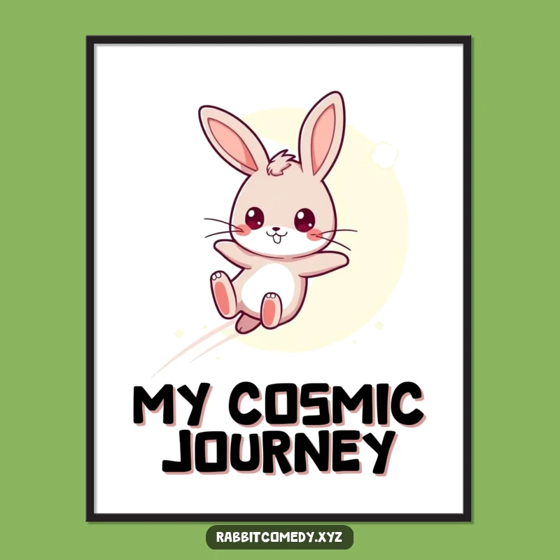 Funny Moonbeam Leap Rabbit Digital Art: Determined Character Print - Humorous Decor!
