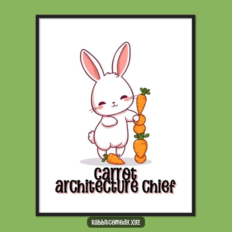 Funny Petite Rabbit Carrot Digital Art, Instant Hilarious Charm for Your Walls