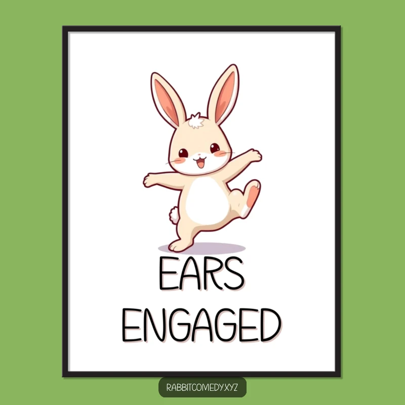 Funny Rabbit Cartwheel Digital Art: Printable Character Decor Funny Gift