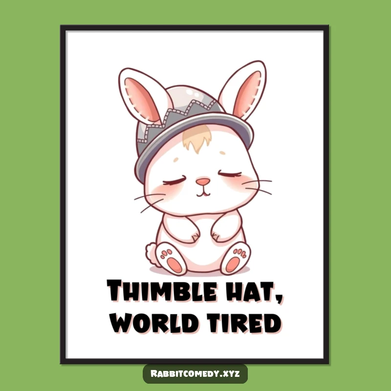 Funny Sleepy Rabbit Digital Art, Instant Cozy Charm for Your Walls