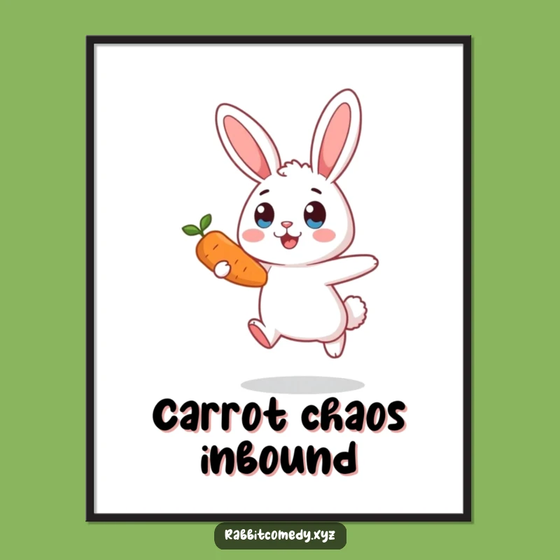 Funny Surprised Rabbit Carrot Digital Print - Hilarious Art for Instant Joy