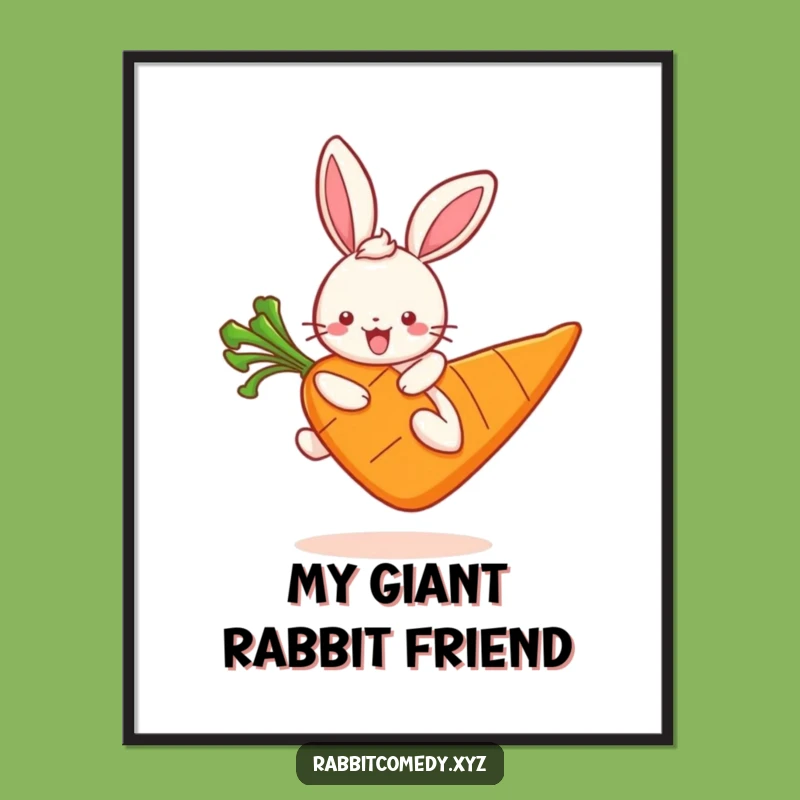 Funny Kawaii Rabbit Carrot Joy Digital Print: Instant Happiness for Your Walls