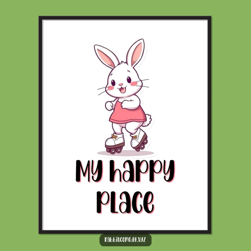 Funny Roller Skate Rabbit Digital Art: Playful Wall Decor