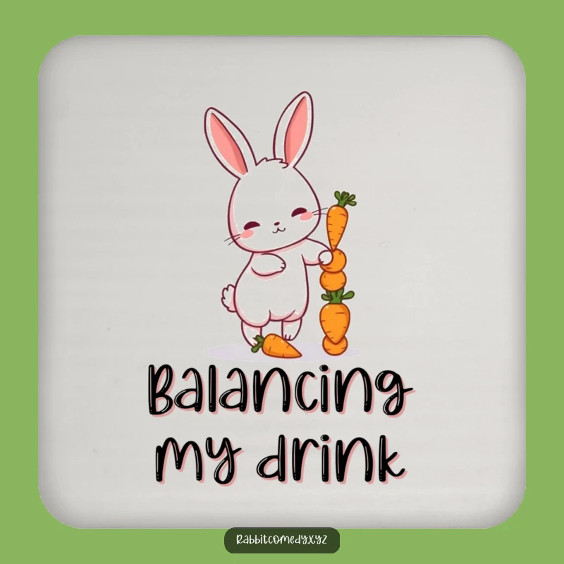 Funny Petite Rabbit Carrot Drink Coasters, Set of Hilarious Protectors