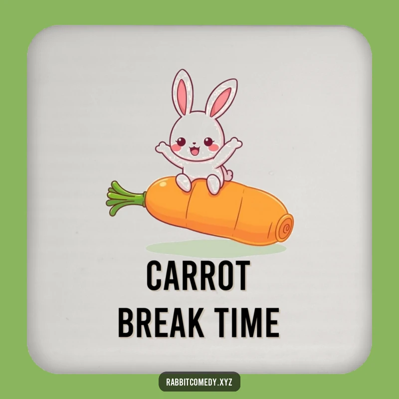 Funny Kawaii Rabbit Leaping Carrot Coaster Set: Protect Surfaces, Hilarious Funny Gift