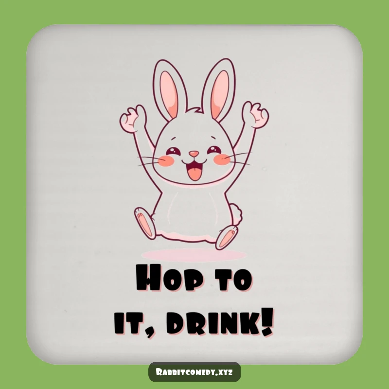 Funny Coaster Set: Kawaii Rabbit Hop, Protect Tables with Silly Humor