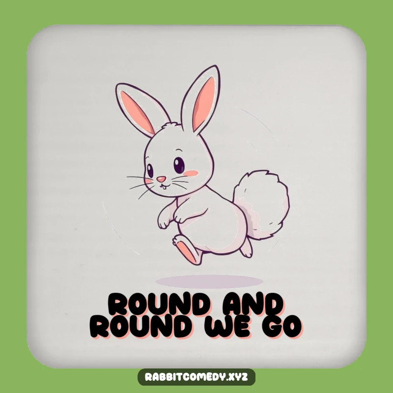 Funny Dizzy Rabbit Tail Coaster - Playful Circle Table Gift