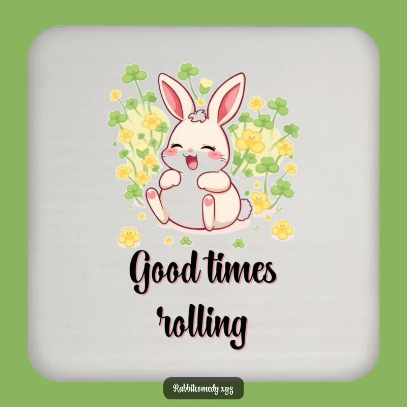 Funny Giggling Rabbit Coaster: Protect Surfaces, Happy Humor Table Decor